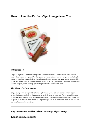 How to Find the Perfect Cigar Lounge Near You