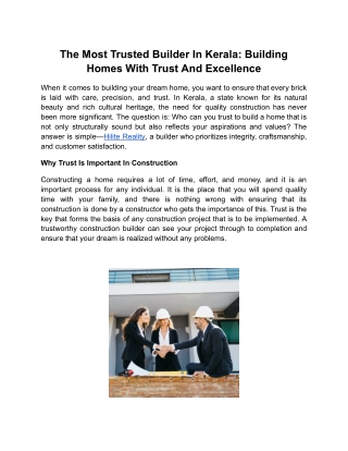 The Most Trusted Builder in Kerala