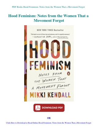 PDF Books Hood Feminism Notes from the Women That a Movement Forgot