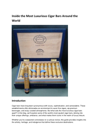 Inside the Most Luxurious Cigar Bars Around the World