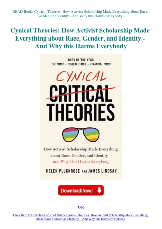 READ Books Cynical Theories How Activist Scholarship Made Everything about Race  Gender  and Identit