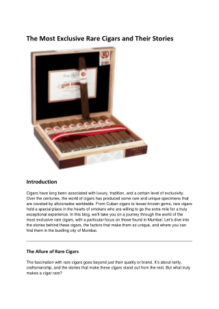 The Most Exclusive Rare Cigars and Their Stories