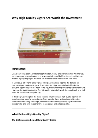 Why High-Quality Cigars Are Worth the Investment