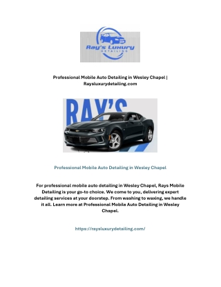 Professional Mobile Auto Detailing in Wesley Chapel | Raysluxurydetailing.com
