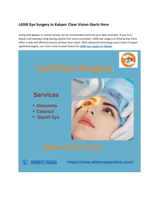 Best LASIK Eye Surgery in Kalyan – Clear Vision at Atharva Eye Clinic