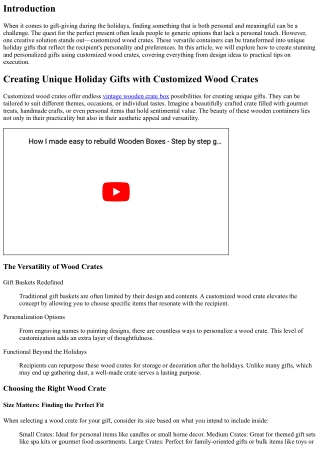 “Creating Unique Holiday Gifts with Customized Wood Crates”
