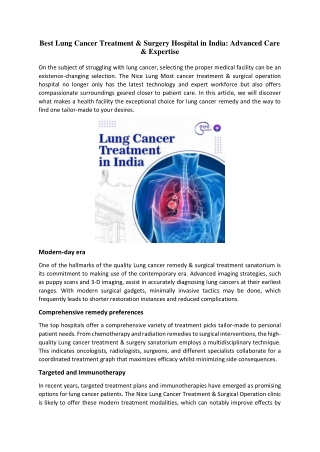 Best Lung Cancer Treatment & Surgery Hospital in India: Advanced Care, Expertise