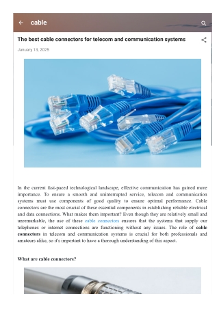 Essential Role of Cable Connectors in Modern Industries