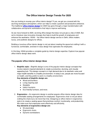 The Office Interior Design Trends For 2025