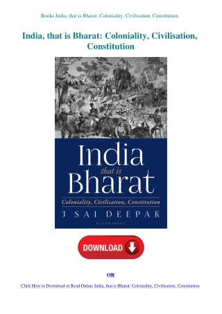 Books India  that is Bharat Coloniality  Civilisation  Constitution
