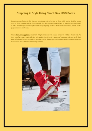 Stepping in Style Using Short Pink UGG Boots