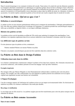 La Palette en Bois dans le Monde de la Mode : Une Touche Originale