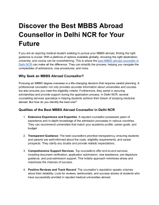 Best MBBS Abroad Counsellor in Delhi NCR - Google Docs
