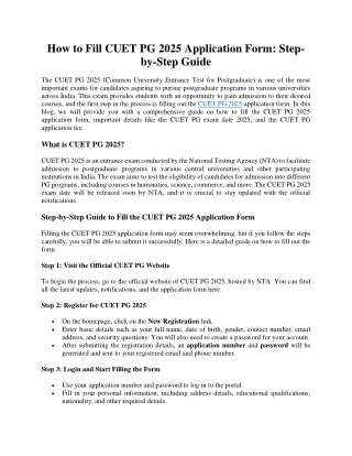 How to Fill CUET PG 2025 Application Form?