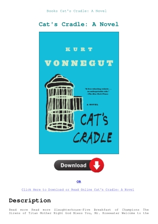 Books Cat's Cradle A Novel