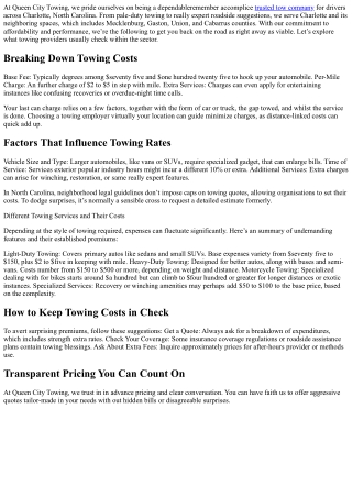 How Much Do Towing Companies Charge in Charlotte?