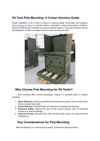 Oil Tank Pole Mounting_ A Comprehensive Guide