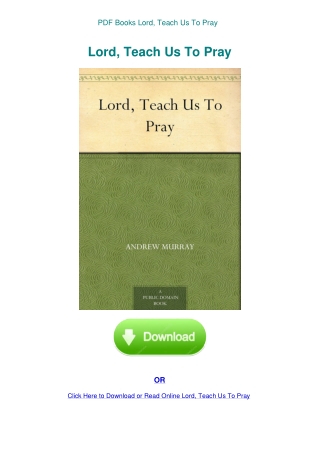 PDF Books Lord  Teach Us To Pray