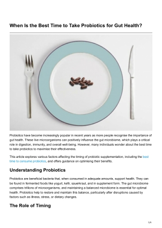 When Is the Best Time to Take Probiotics for Gut Health