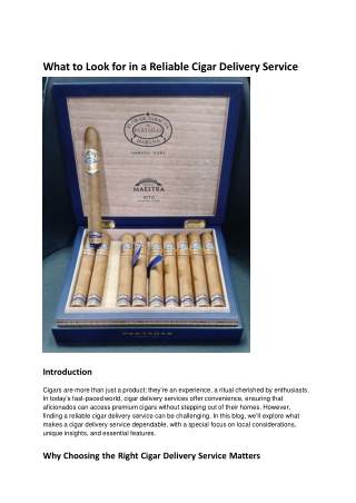 What to Look for in a Reliable Cigar Delivery Service