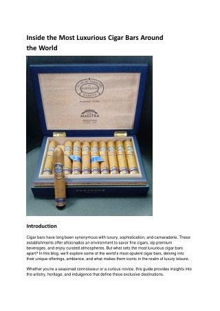 Inside the Most Luxurious Cigar Bars Around the World