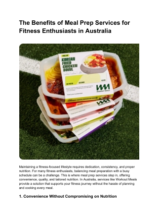 Benefits of Meal Prep Services for Fitness Enthusiasts Australia