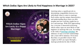 Which Zodiac Signs Are Likely to Find Happiness in Marriage in 2025_