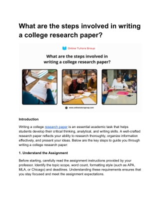 What are the steps involved in writing a college research paper