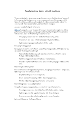 Revolutionizing Sports with iQ Solutions