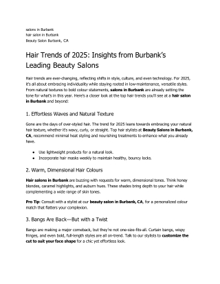Hair Trends of 2025: Insights from Burbank’s Leading Beauty Salons