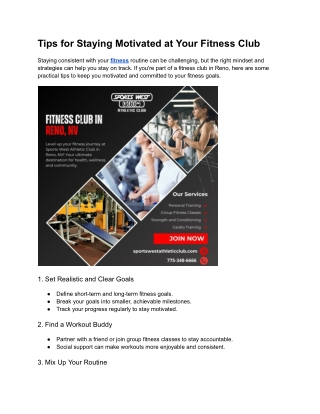 Tips for Staying Motivated at Your Fitness Club