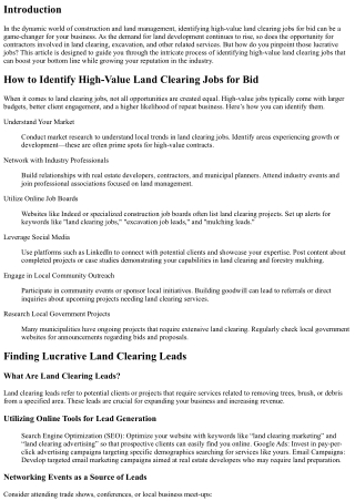 How to Identify High-Value Land Clearing Jobs for Bid