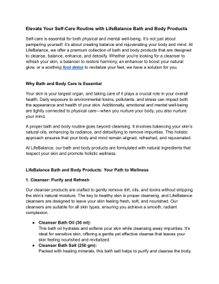Elevate Your Self-Care Routine with LifeBalance Bath and Body Products