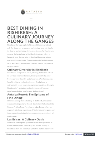 Exploring the Best Dining Spots in Rishikesh