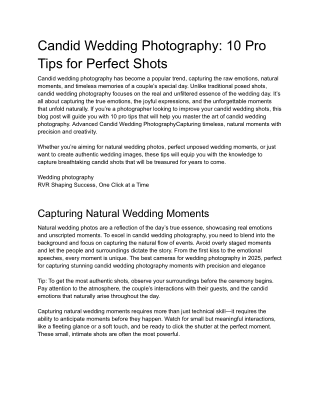 Candid Wedding Photography_ 10 Pro Tips for Perfect Shots