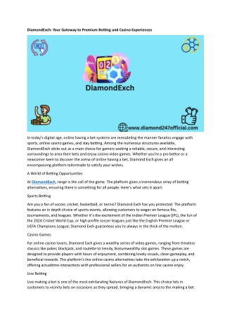 DiamondExch Your Gateway to Premium Betting and Casino Experiences
