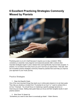 6 Excellent Practicing Strategies Commonly Missed by Pianists