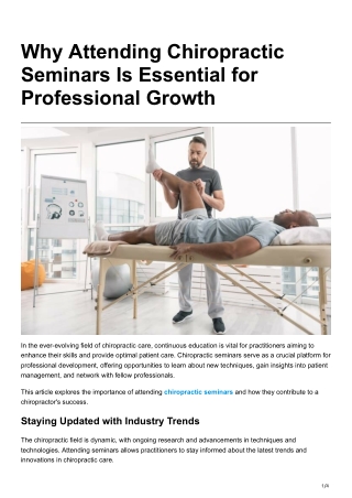 Why Attending Chiropractic Seminars Is Essential for Professional Growth