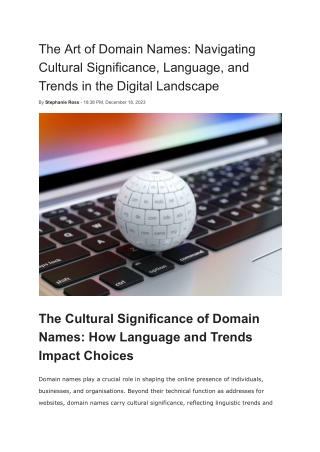 The Art of Domain Names: Navigating Cultural Significance, Language, and Trends