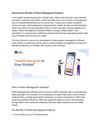 Exploring the Benefits of Patient Management Software