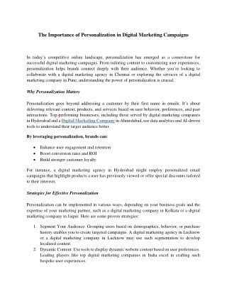 The Importance of Personalization in Digital Marketing Campa