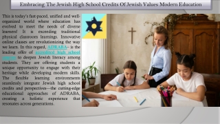 Embracing The Jewish High School Credits Of Jewish Values Modern Education