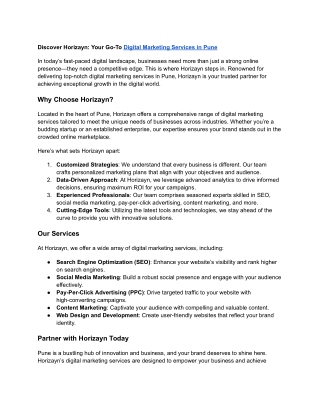 horizayn  digital marketing services in pune