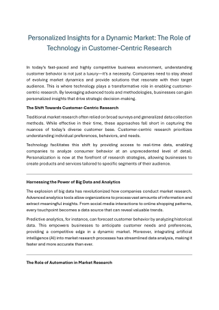 Personalized Insights for a Dynamic Market The Role of Technology in Customer Centric Research