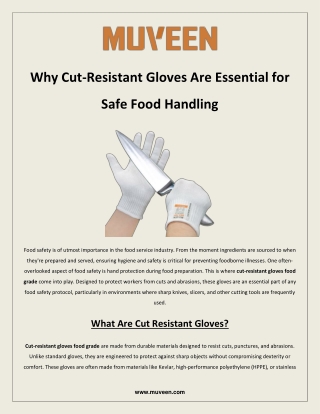 Why Cut Resistant Gloves Are Essential for Safe Food Handling