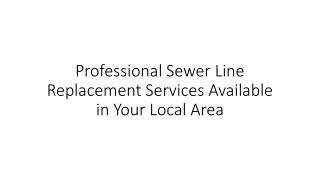 Professional Sewer Line Replacement Services Available in Your Local Area