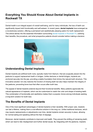 Everything You Should Know About Dental Implants in Rockwall TX
