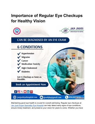 Importance of Regular Eye Checkups for Healthy Vision
