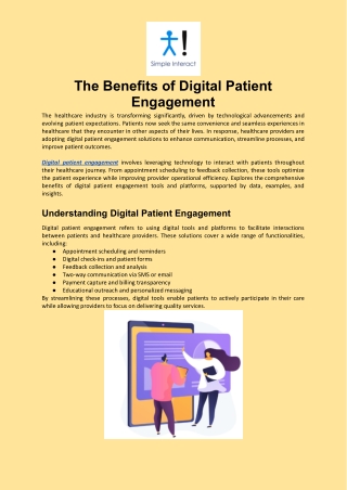 The Benefits of Digital Patient Engagement
