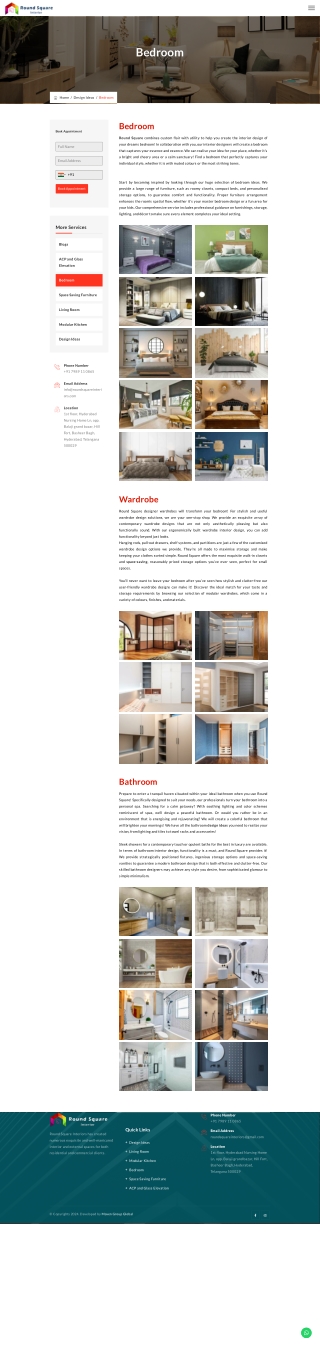 Bedroom Interior Designing Services in Hyderabad | Round Square